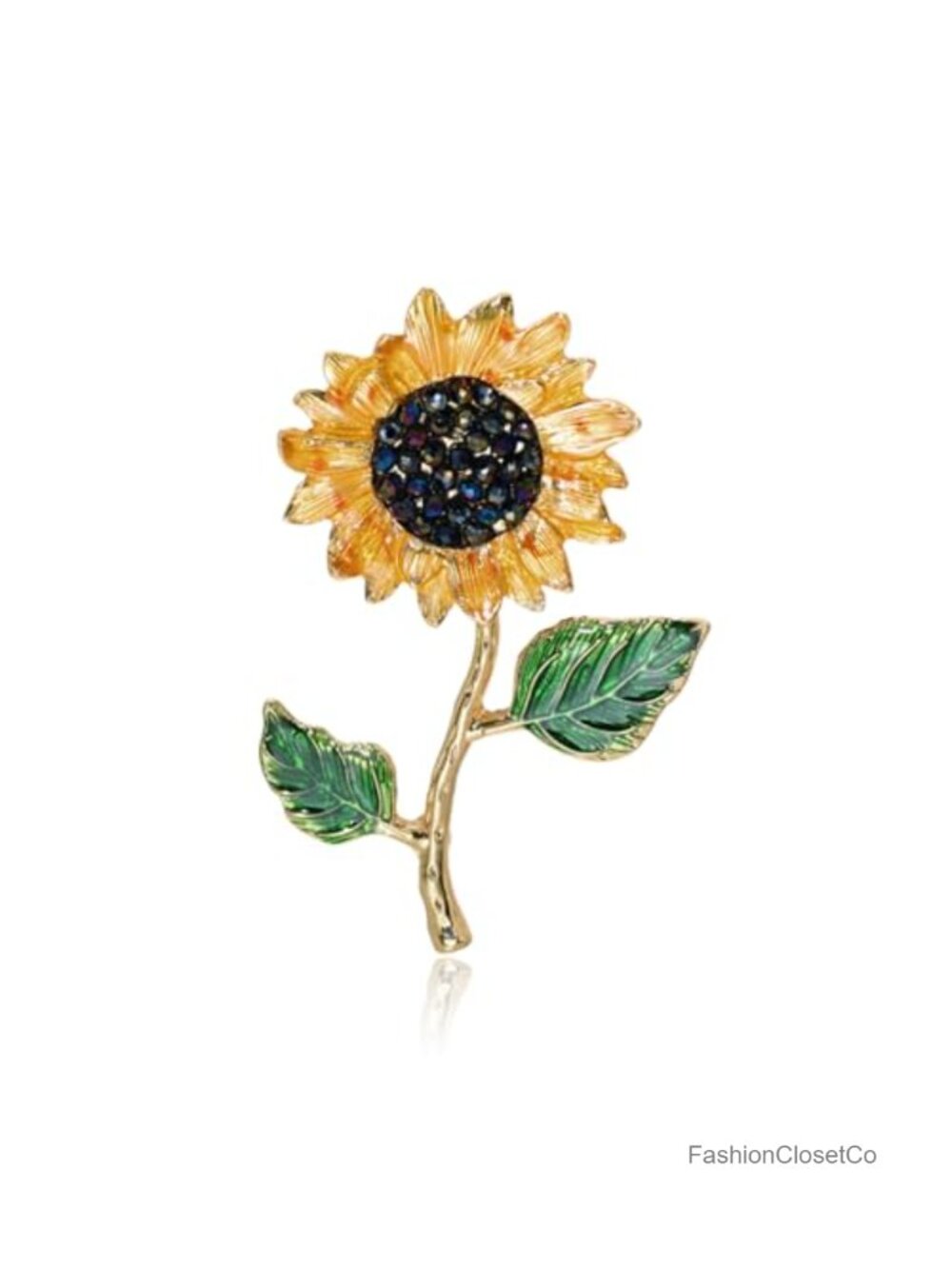 Gold Plated Sunflower Enamel Brooch Pin Lapel Pin Wedding Jewelry